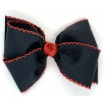 Black / Red Pico Stitch Bow - 6 Inch